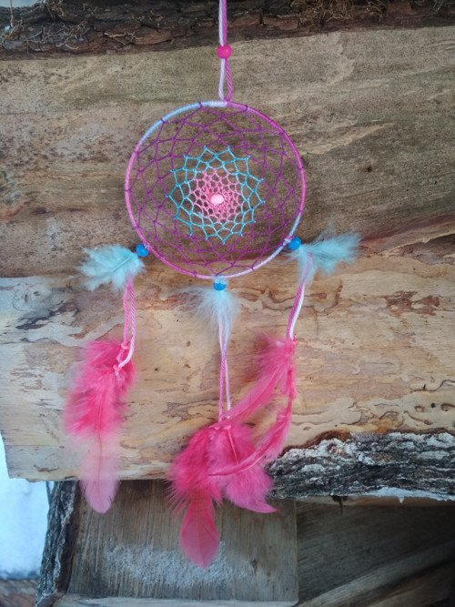 LAPAČ SNŮ - fial. modro růžový — foto 3