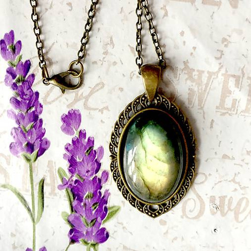Výrazný náhrdelník s labradoritem bronz /1462 — foto 6