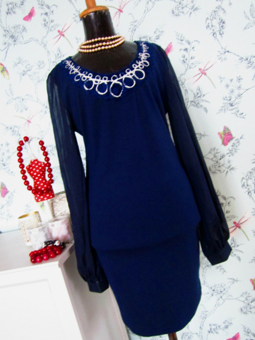 Vintage šaty navy blue — foto 5