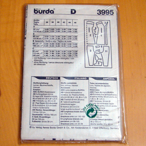 Burda 3995 - střih — foto 2