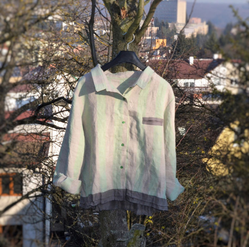 Lněný košilokabátek / bundička — foto 4