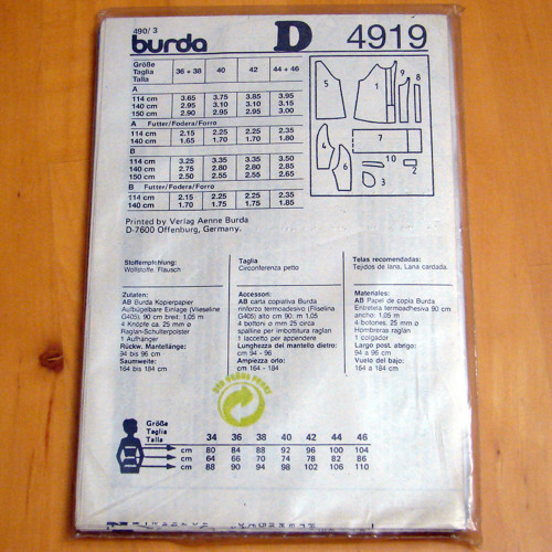 Burda 4919 - střih — foto 2