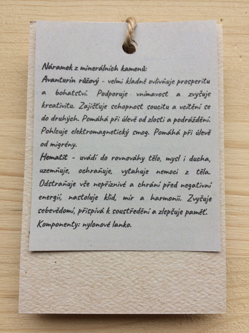 Náramek avanturín, hematit, srdce — foto 2