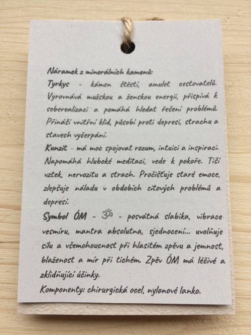 Náramek tyrkys, kunzit, ÓM — foto 2