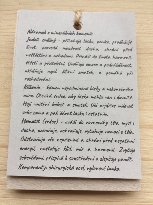 Náramek jadeit, růženín, srdce — foto 2