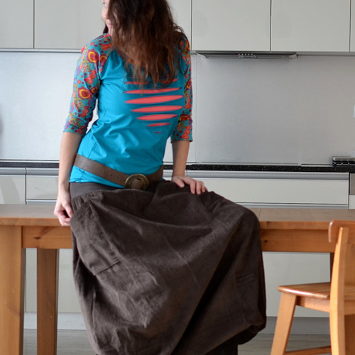 ČOKOLÁDOVÁ - maxisukně JEDINÁ, osmidílná L/XL — foto 4
