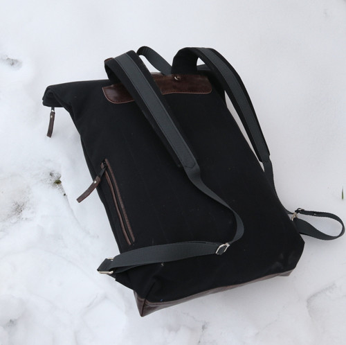 Canvas and leather backpack N. 3, Roll top — foto 4