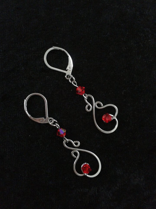 Náušnice "Srdíčka"- Swarovski - chirurgická ocel — foto 2