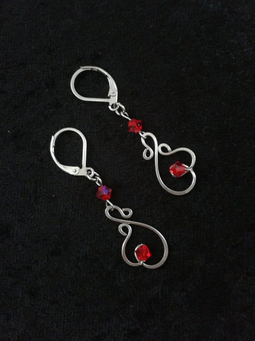 Náušnice "Srdíčka"- Swarovski - chirurgická ocel — foto 3