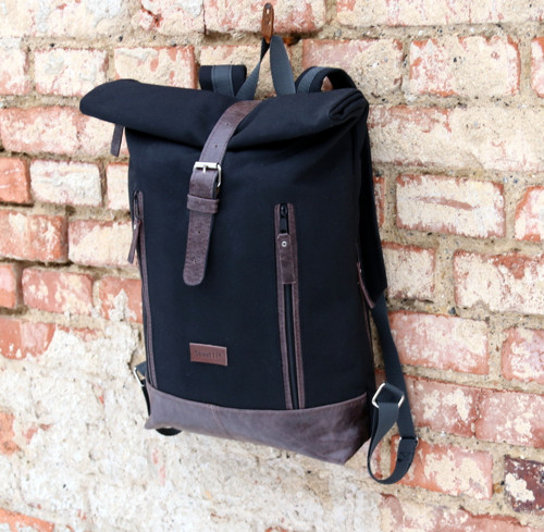 Canvas and leather backpack N. 3, Roll top — foto 2