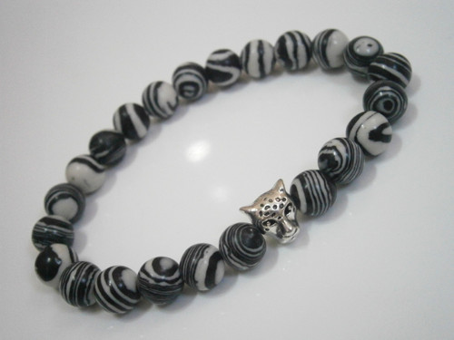"Malachit Zebra" - minerál.náramek s leopardem — foto 3
