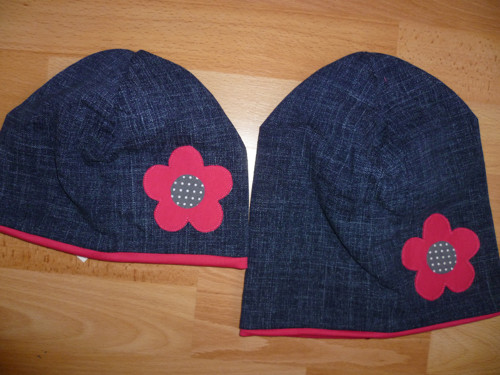 Jeans čepice + kytka - prodloužená — foto 2