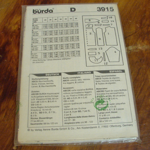 Burda 3915 - střih — foto 2