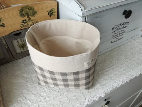 Látkový košík - šedý kostkovaný — foto 3