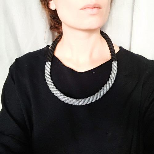 Z lana / černá + stříbrná simple / VÝPRODEJ — foto 4
