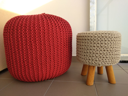 MEGA PUFF "tmavěčervený"/průměr-55,výška-52cm/ — foto 5