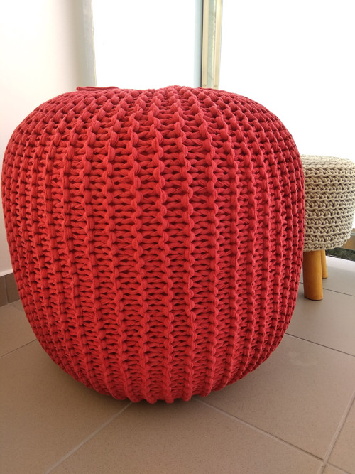 MEGA PUFF "tmavěčervený"/průměr-55,výška-52cm/ — foto 6