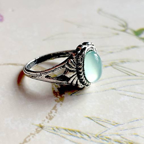 Vintage prsten s aqua chalcedonem #2009 — foto 4