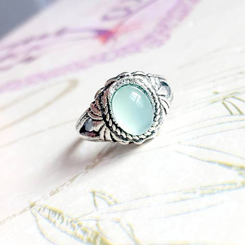 Vintage prsten s aqua chalcedonem #2009 — foto 5