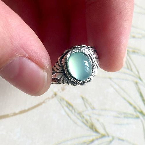 Vintage prsten s aqua chalcedonem #2009 — foto 6
