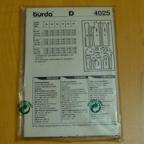 Burda 4025 - střih — foto 2