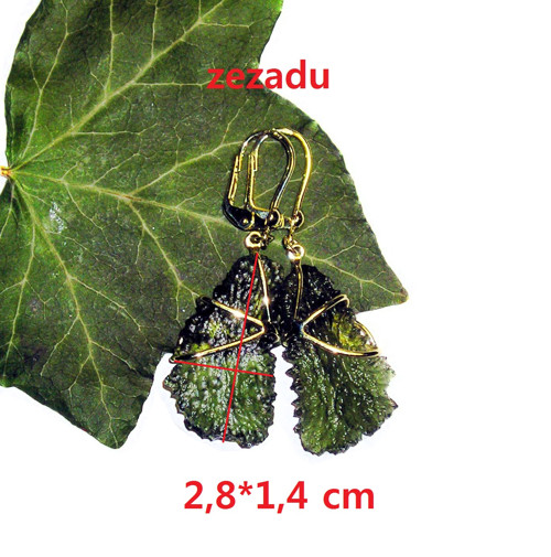 ZLATÉ náušnice VLTAVÍN MOLDAVIT na přání — foto 3