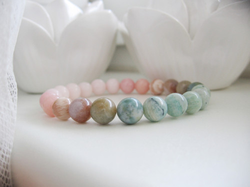 Shabby náramek • Jadeit • Sunstone • Amazonit — foto 2