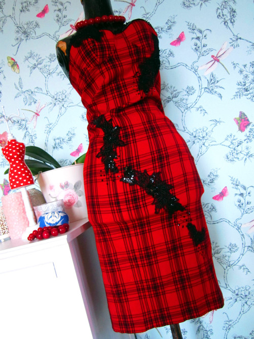 Šaty pencil tartan — foto 3