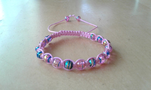 Růžový shamballa náramek — foto 3