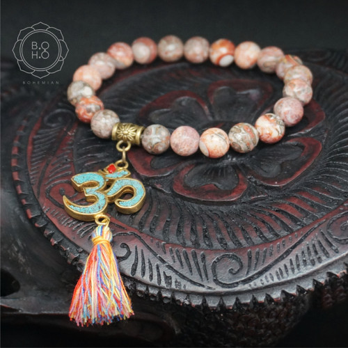 Boho náramok Jaspis ÓM — foto 2