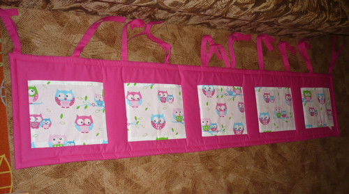 Kapsář za postel 200 x 40 cm, sovičky růžová — foto 3