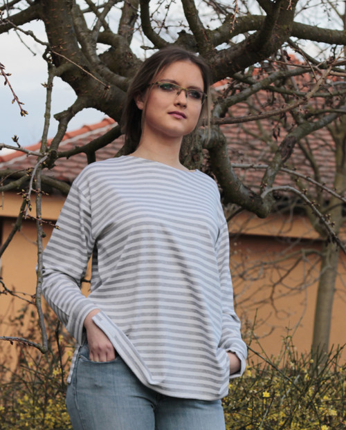 Šedobílé maxitriko - dlouhý rukáv — foto 3