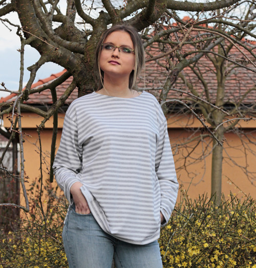 Šedobílé maxitriko - dlouhý rukáv — foto 6