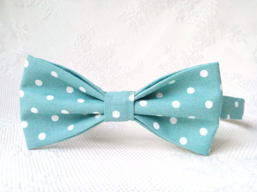 Dark mentol bow tie with white polka dots — foto 2