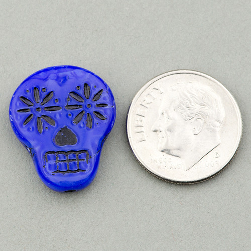 Mexická lebka/ Sugar Skull modrá-balení 10ks — foto 2
