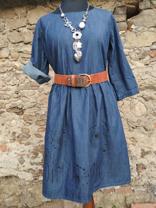 Denim šatky - pampelišky vel. 48 — foto 3