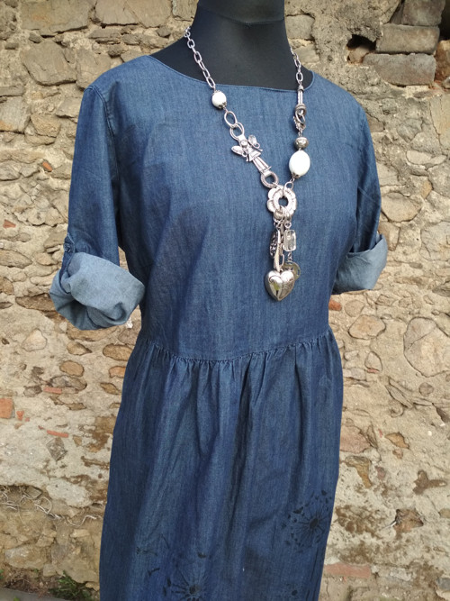 Denim šatky - pampelišky vel. 48 — foto 5