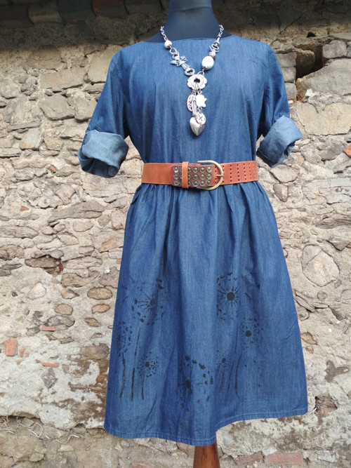 Denim šatky - pampelišky vel. 48 — foto 2