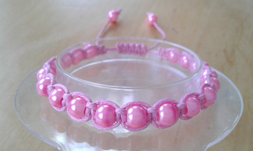 Růžový shamballa náramek — foto 2
