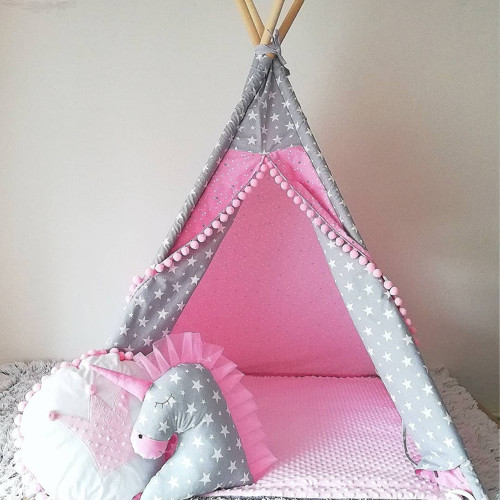 Teepee šedá hvězda s růžovou — foto 2