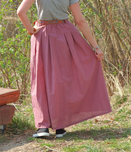 Kostkovaná maxisukně - se sklady — foto 3