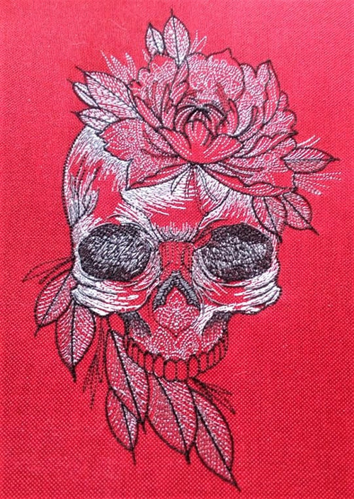 1134 - Lebka - výšivka - panel 40 x 50 cm — foto 2