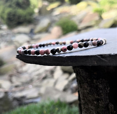 Krajkový rodonit*minimalistický náramek*0,3 cm — foto 2