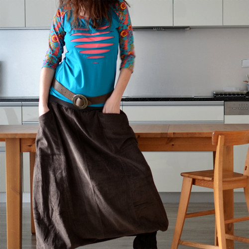 ČOKOLÁDOVÁ - maxisukně JEDINÁ, osmidílná L/XL — foto 6
