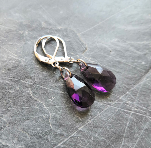 Ocelové náušnice*kapky*violet — foto 2