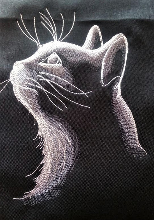 1145 - Kočka - výšivka - panel 40 x 50 cm — foto 2