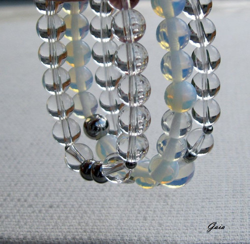 Energetický náramek...křišťál + opalit + ocel — foto 5