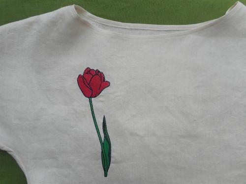 Lněná halenka Tulipán - bílá — foto 2