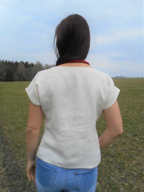 Lněná halenka Tulipán - bílá — foto 6