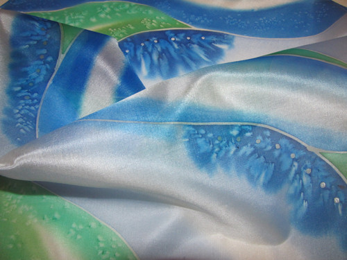 Hedvábný šátek 55x55 "Jarní " — foto 3